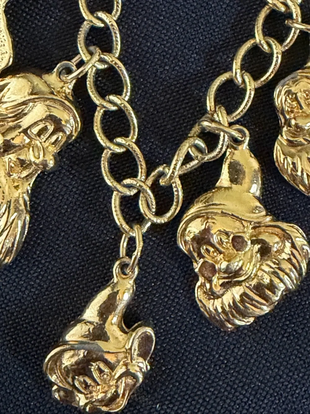 Vintage Disney Snow White Necklace & Seven Dwarfs Gold-Tone Charm Bracelet Set
